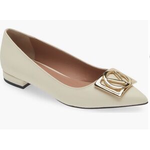 Valentino By Mario Valentino Cream Flats with Gold Detail